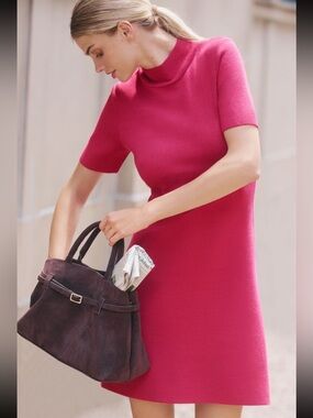Anthropologie Nina Short-Sleeve Mock-Neck Mod Sweater Mini Dress XL NWT